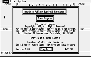 Thumbnail of other screenshot of American Pastime Baseball Simulator