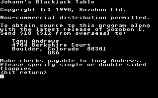 Thumbnail of other screenshot of Johann's Blackjack Table