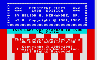 Screenshot of President Elect - 1988 Edition