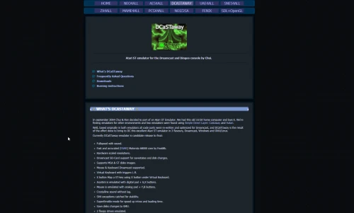 Screenshot of link DCaSTaway