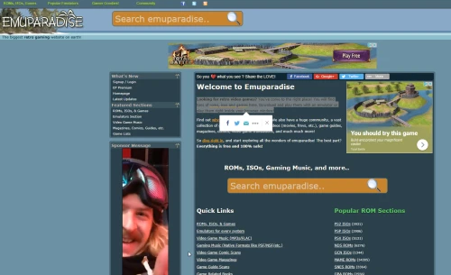 Screenshot of link Emuparadize
