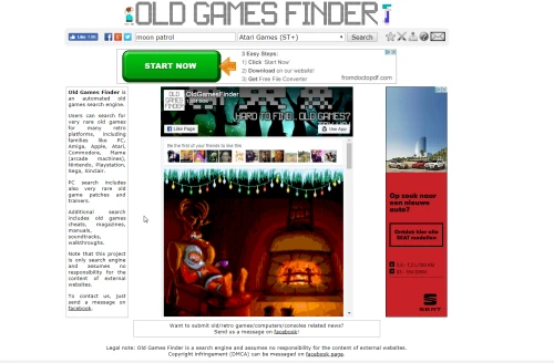 Screenshot of link Old games finder