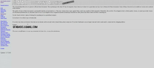Screenshot of link Atari Documentation Archive