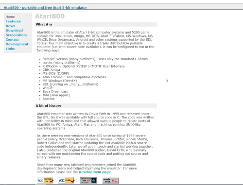 Screenshot of link Atari800 - portable and free Atari 8-bit emulator