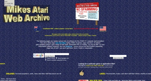 Screenshot of link Mike's Atari Web Archive