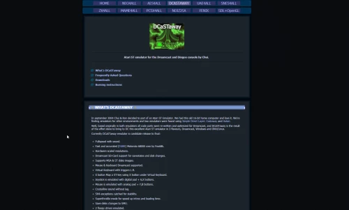 Screenshot of website DCaSTaway