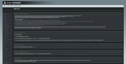 Screenshot of website Klaz's Hideaway