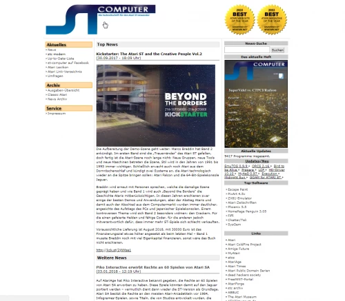 Screenshot of website ST Computer magazine
