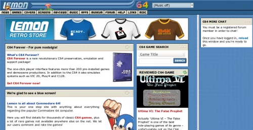 Screenshot of website Lemon64