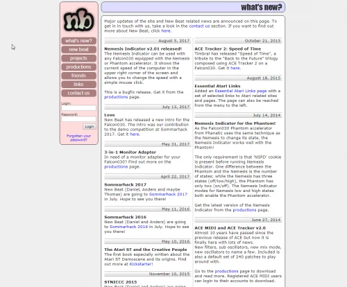 Screenshot of website New Beat