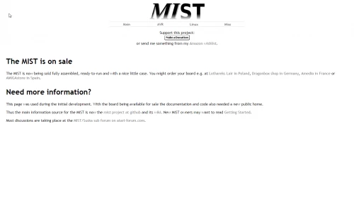 Screenshot of website Myst