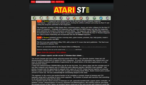 Screenshot of website Atari ST Review magazine archive