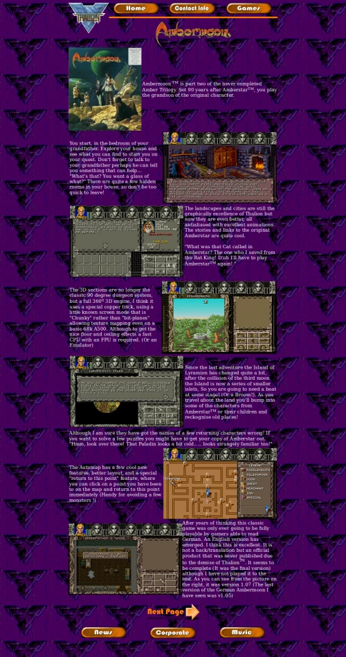 Screenshot of website Thalion Webshrine
