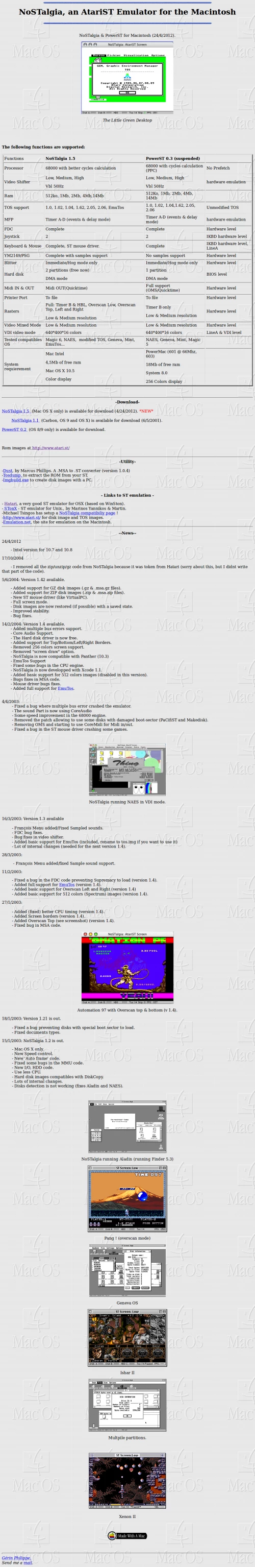 Screenshot of website NoSTalgia