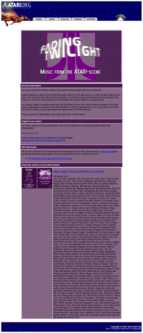 Screenshot of website Fading Twilight